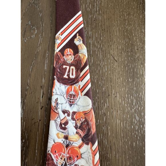 Vintage Ralph Marlin Tie Cleveland Browns 1990 Orange Brown Team Stripes - Picture 3 of 9